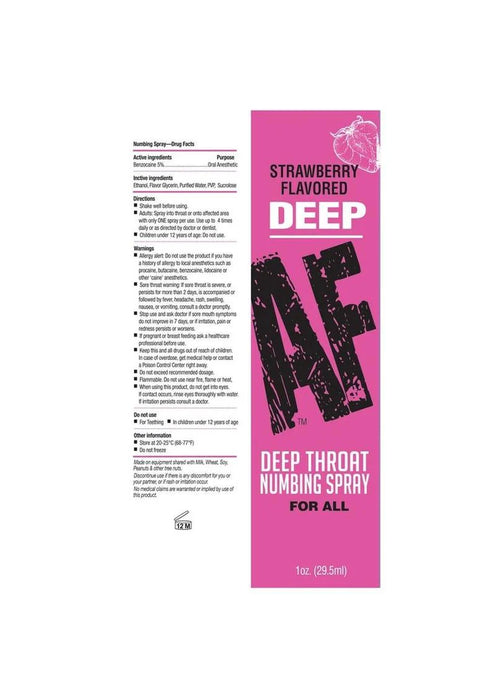 Deep AF Deep Throat Numbing Spray 1oz - Strawberry