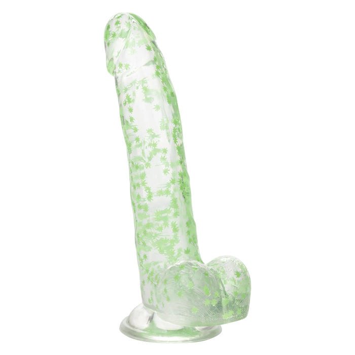 Naughty Bits I Leaf Dick Glow-in-The-Dark Weed Leaf Filled Dildo - Green