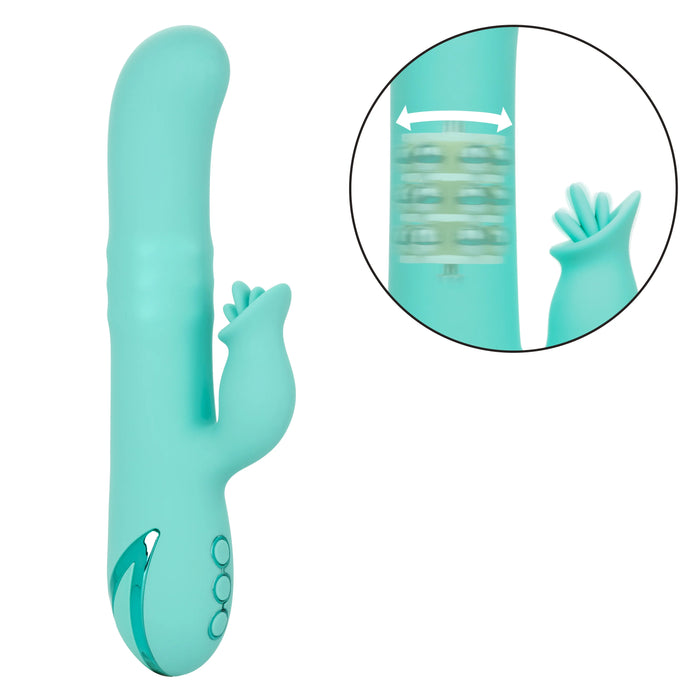 California Dreaming Bel Air Bombshell Rechargeable Silicone Vibrator with Clitoral Stimulator - Blue