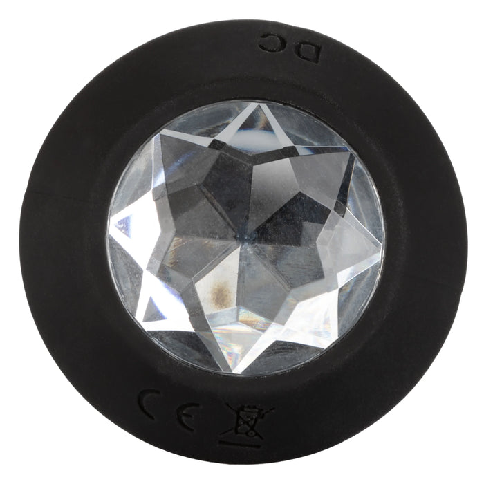 Power Gem Vibrating Petite Crystal Probe Silicone Rechargeable Anal Plug - Black