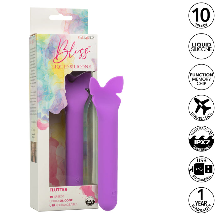 Bliss Liquid Silicone Flutter Rechargeable Clitoral Stimulator - Purple