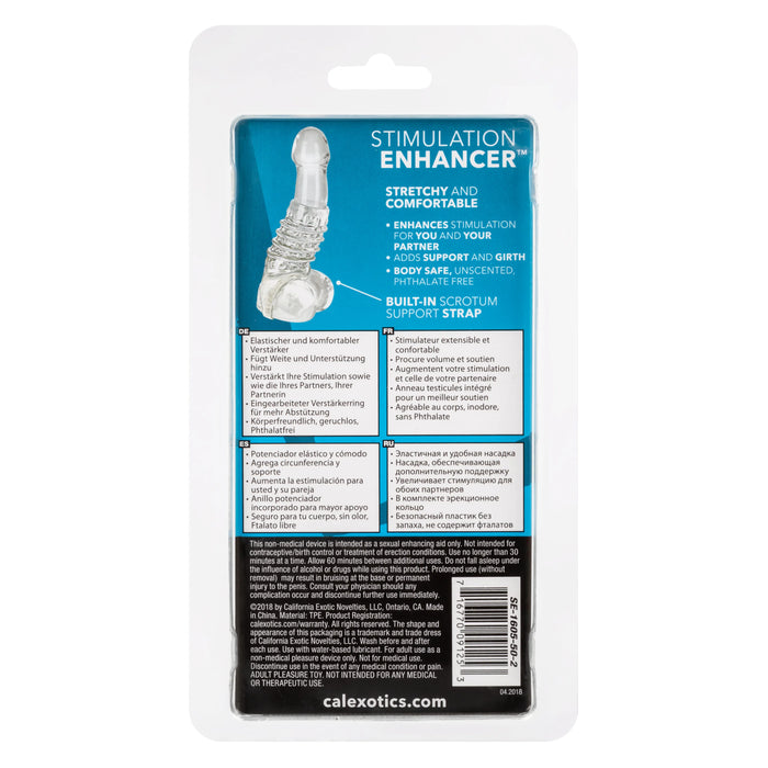 Stimulation Enhancer Textured Penis Sleeve 4.25in - Clear