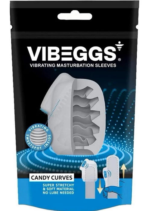 VIBEGGS Candy Curves Unisex Masturbation Egg - White/Blue