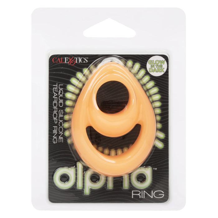 Alpha Glow in the Dark Liquid Silicone Teardrop Dual Ring - Orange