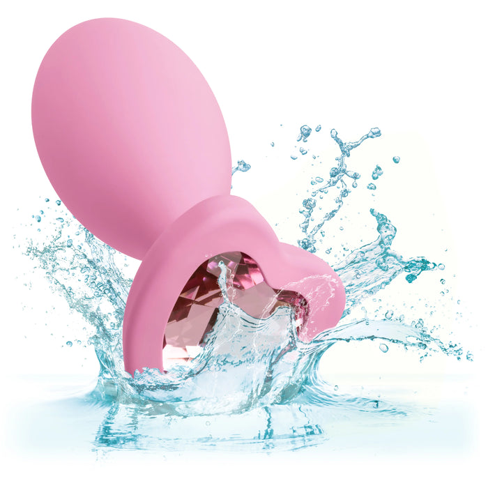 First Time Crystal Booty Duo Silicone Anal Plug (2 Pack) - Pink