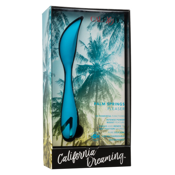 California Dreaming Palm Springs Pleaser Rechargeable Silicone Contoured Vibrator - Blue