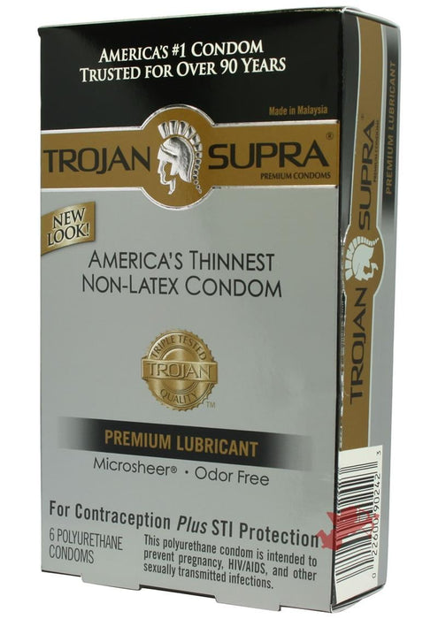 Trojan Condom Supra Microsheer Non Latex Lubricated 6 Pack