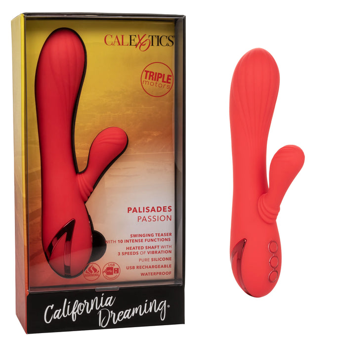 California Dreaming Palisades Passion Rechargeable Silicone Rabbit Vibrator - Red