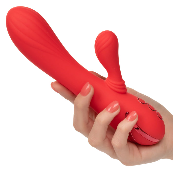 California Dreaming Palisades Passion Rechargeable Silicone Rabbit Vibrator - Red