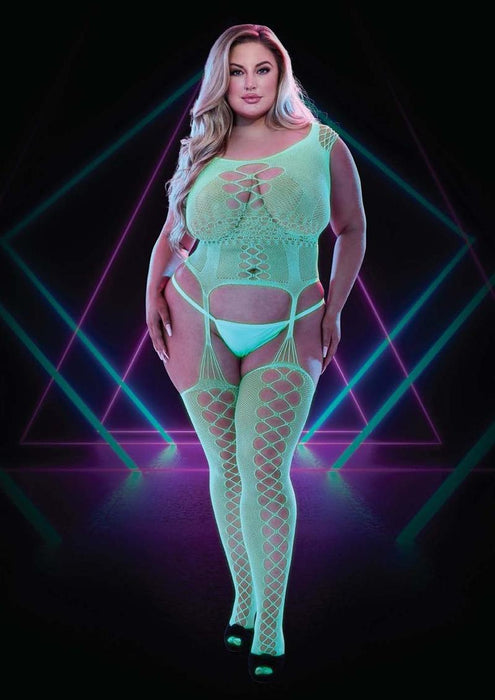 LH-2022 GLOW IN THE DARK BODYSTOCKING -PLUS SIZE