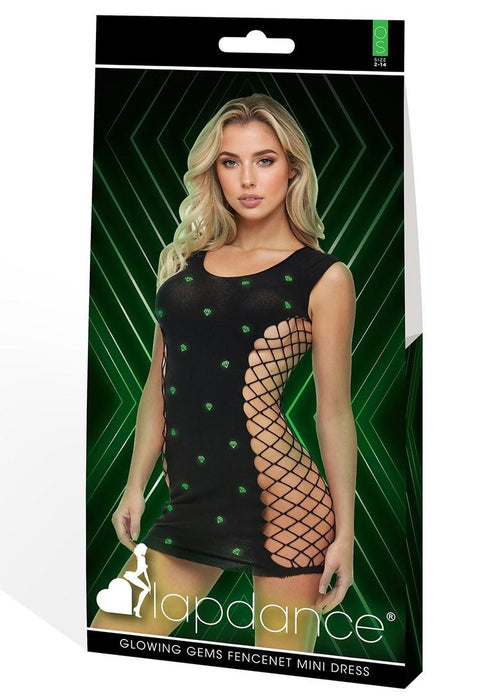 LC137 GLOWING GEMS FENCENET MINI DRESS