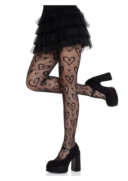 9239 Double Heart Net Tights