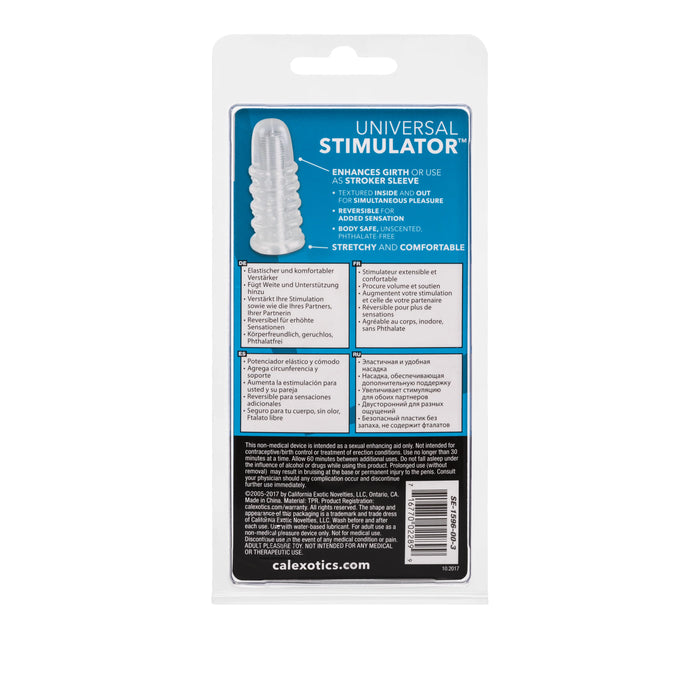 Universal Stimulator Multi Purpose Sleeve And Masturbator Reversible 4.5 Inch Clear