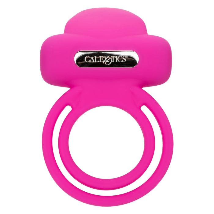 Silicone Rechargeable Dual Clit Flicker Vibrating Cockring Multispeed Waterproof Pink