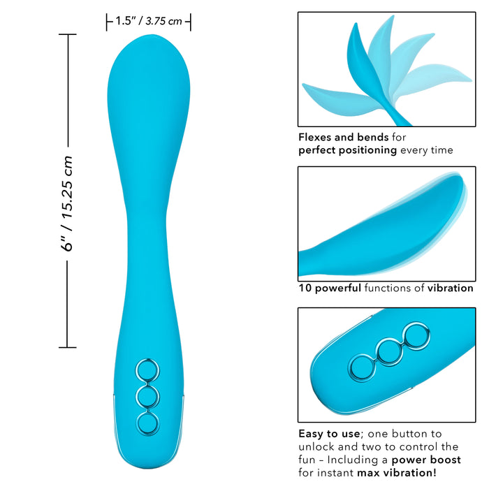 California Dreaming Palm Springs Pleaser Rechargeable Silicone Contoured Vibrator - Blue