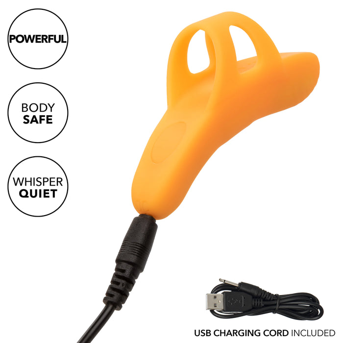 Neon Vibes The Pleasure Vibe Rechargeable Silicone Finger Vibrator - Orange