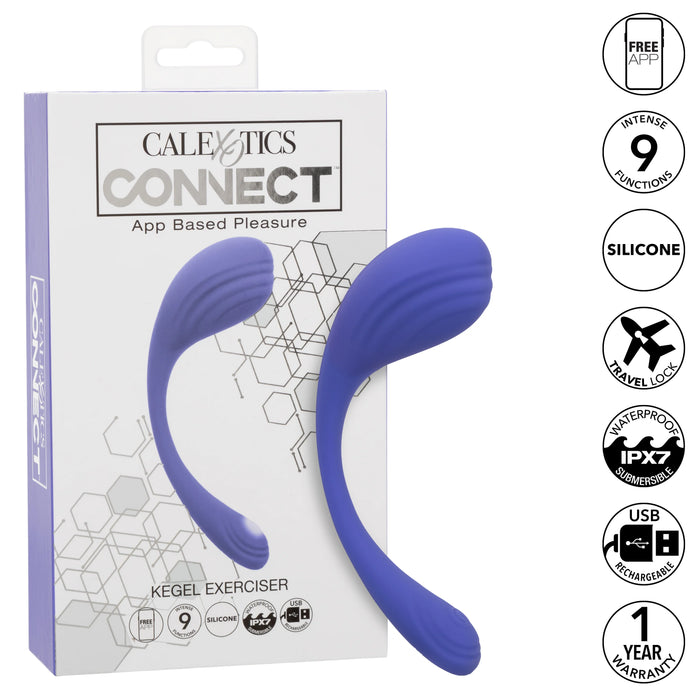 CalExotics Connect Kegel Exerciser Rechargeable Silicone App Compatible Stimulator with Remote - Purple