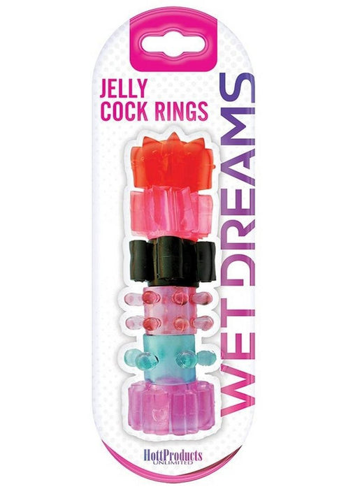Pleasure Stars Jelly Cockrings 6 Pack Assorted Colors