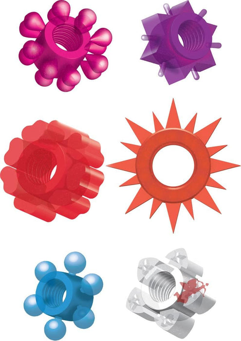 Pleasure Stars Jelly Cockrings 6 Pack Assorted Colors