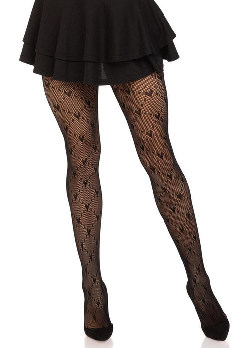 9704 Love Struck Heart Net Tights