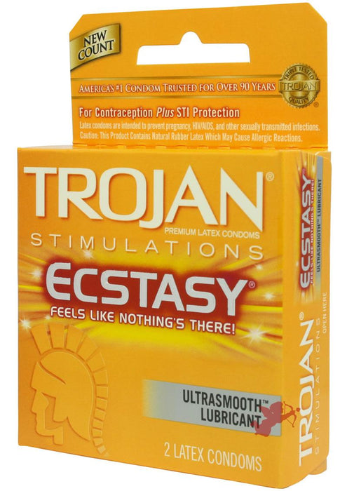 Trojan Ecstasy Condom Stimulations Lubrciated 3 Pack