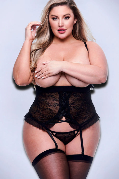 2PC PEEK-A-BOO BUSTIER & G-STRING SET