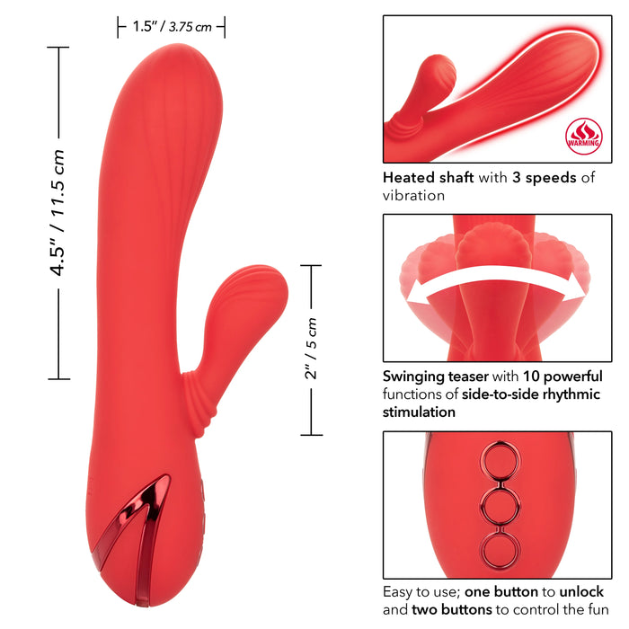 California Dreaming Palisades Passion Rechargeable Silicone Rabbit Vibrator - Red