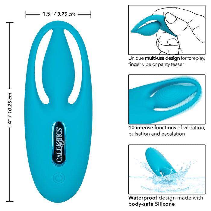 Neon Vibes The Orgasm Vibe Rechargeable Silicone Finger Vibrator - Blue