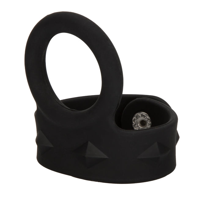 Silicone Tri-Snap Scrotum Support Cock Ring - Large - Black