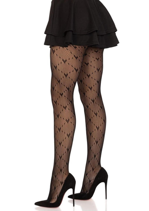 9704 Love Struck Heart Net Tights
