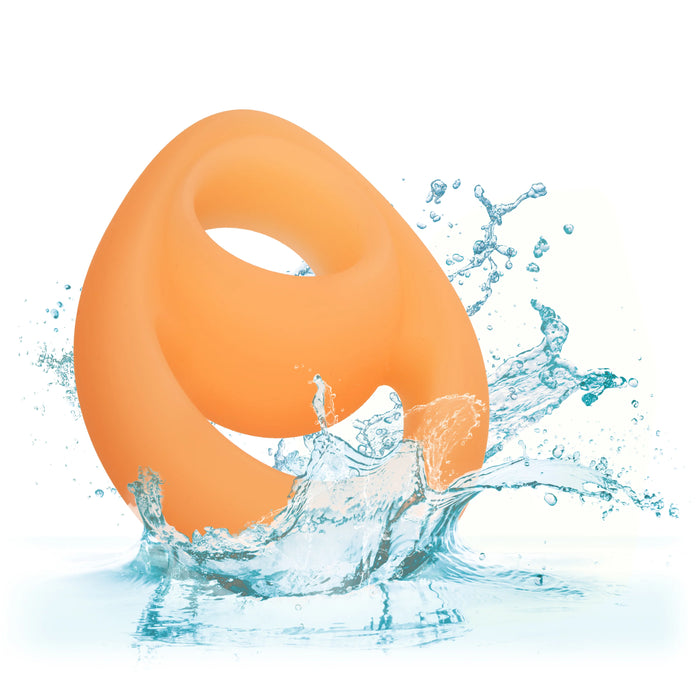 Alpha Glow in the Dark Liquid Silicone Teardrop Dual Ring - Orange