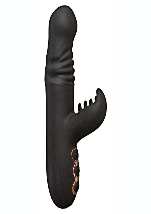 Princess Silicone Rechargeable Heat-Up Thruster Rabbit Vibrator - Black