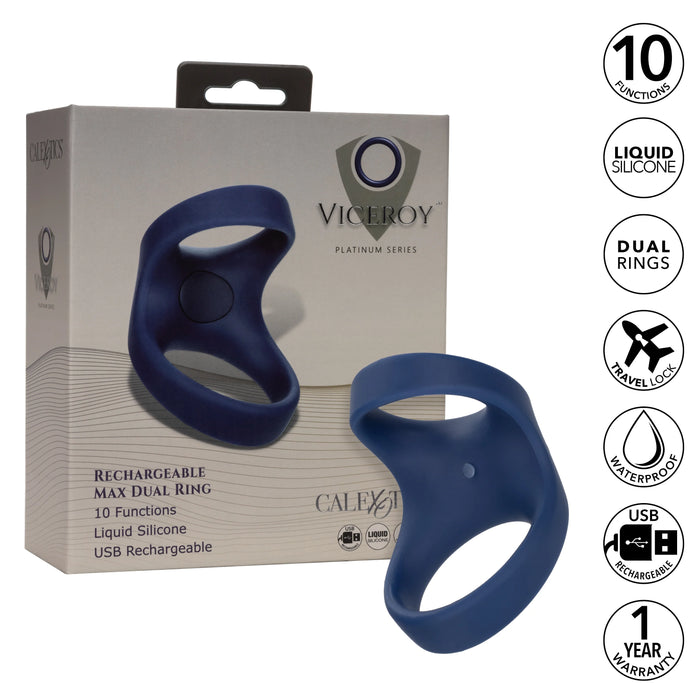 Viceroy Silicone Rechargeable Max Dual Ring - Blue