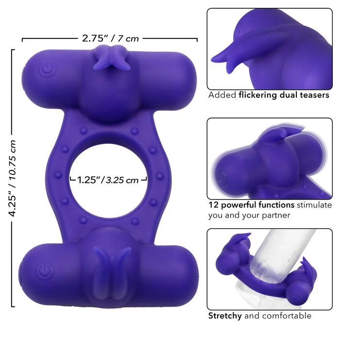 Couple's Enhancers Silicone Rechargeable Triple Orgasm Enhancer - Purple