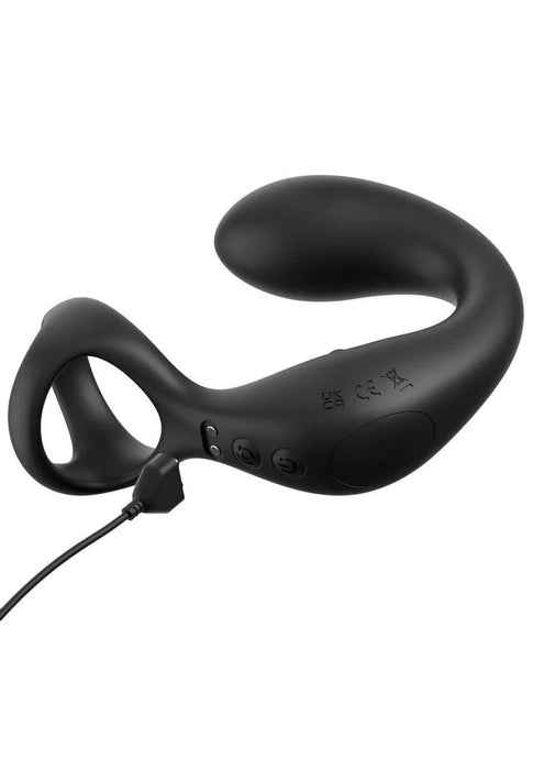 Anal Fantasy Elite Ass-Gasm Taint-Alizer Rechargeable Silicone Prostate Stimulator with Remote Control - Black