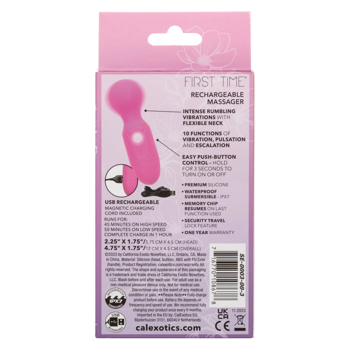 First Time Rechargeable Silicone Massager - Pink