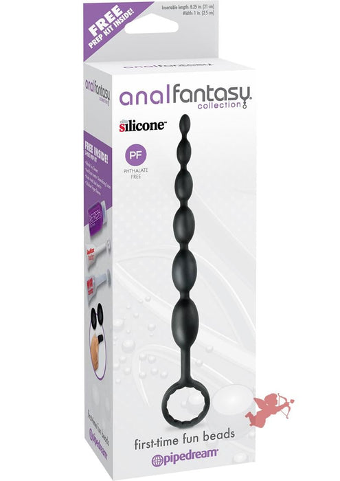 Anal Fantasy Collection Silicone First Time Fun Beads 8.25in - Black