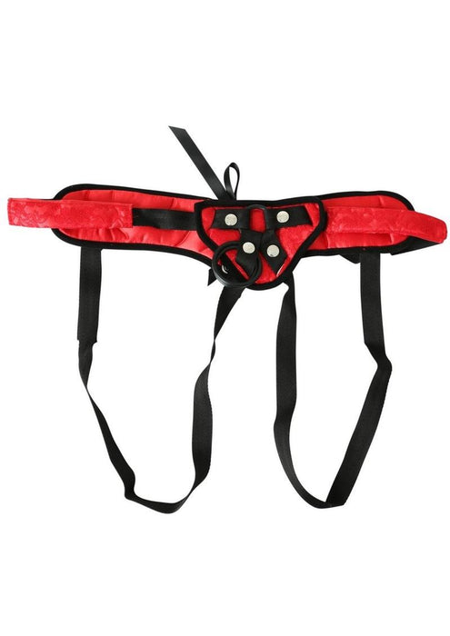 Sportsheets Sunrise Lace Corsette Strap-On Adjustable Harness - Red/Black