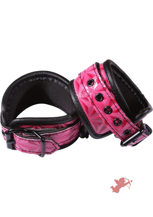 Sinful Vinyl Wrist Cuffs Pink