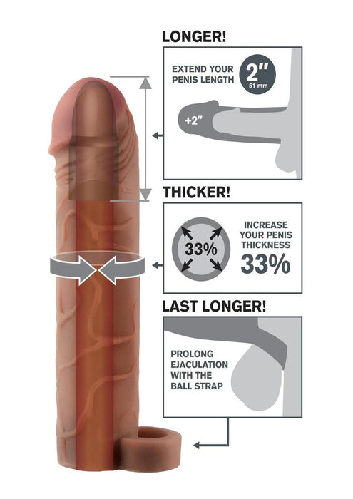 Brown Fantasy X-Tensions Perfect 2in Extension Sleeve with Ball Strap 8in