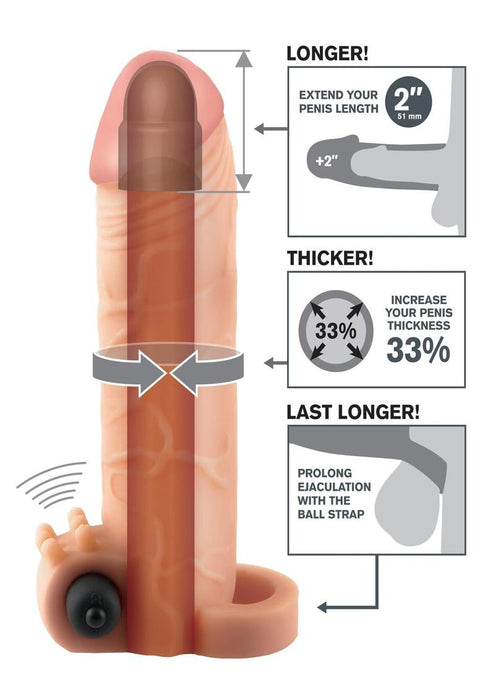 Fantasy Xtensions 2 Inch Vibrating Real Feel Extension Sleeve Flesh 6.5 Inch