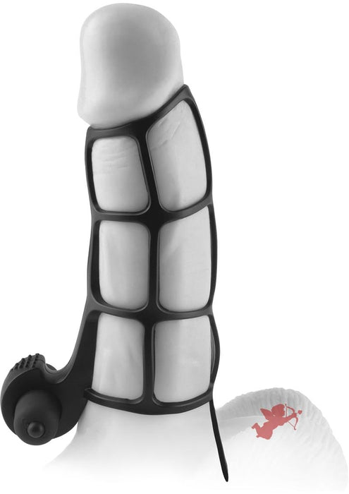 Fantasy Xtensions Silicone Deluxe Power Vibrating Cock Cage Black