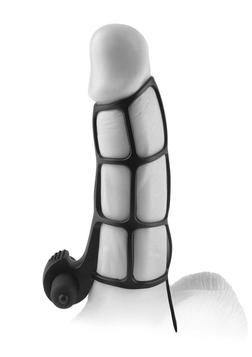 Fantasy Xtensions Silicone Deluxe Power Vibrating Cock Cage Black