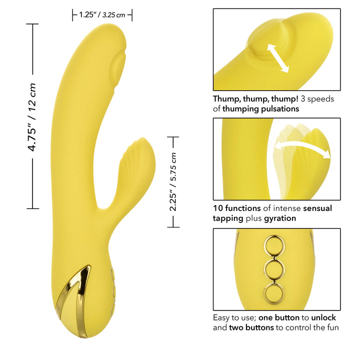 California Dreaming San Diego Seduction Rechargeable Silicone Rabbit Vibrator - Yellow