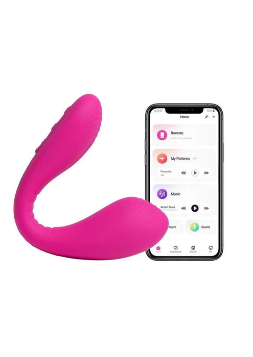 Lovense Dolce App Compatible Silicone Rechargeable Dual Vibrator - Pink