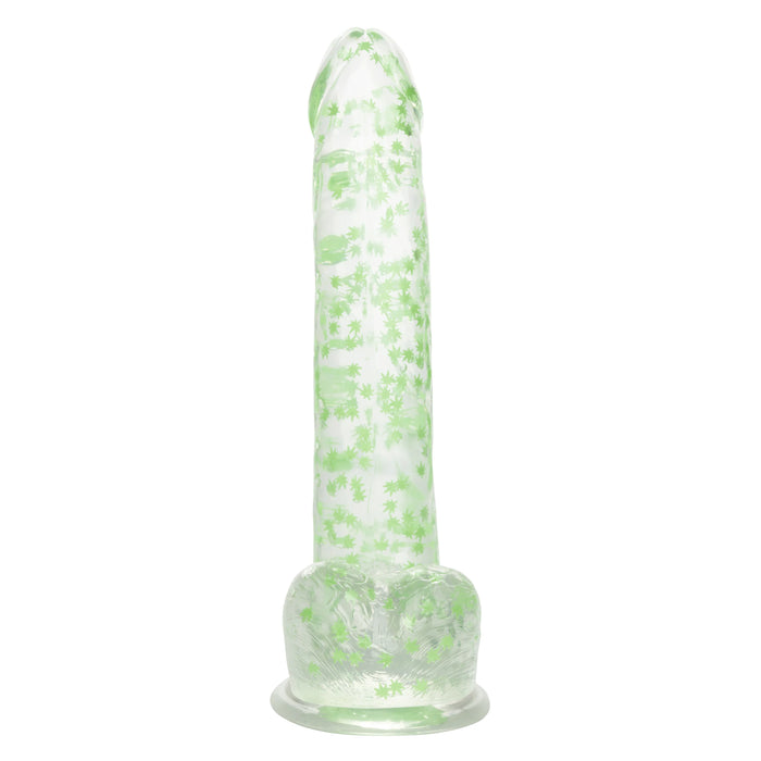 Naughty Bits I Leaf Dick Glow-in-The-Dark Weed Leaf Filled Dildo - Green