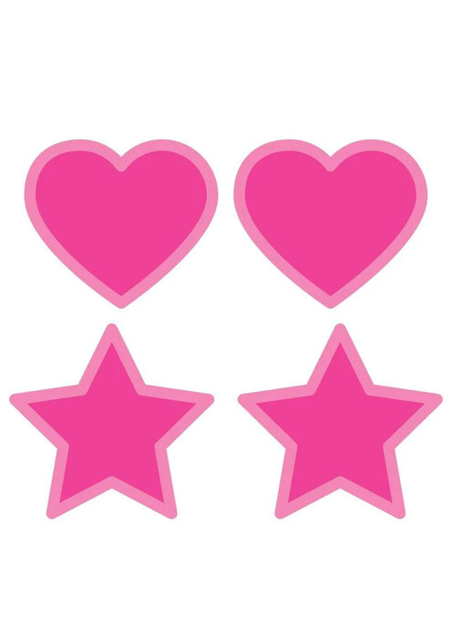 HOT PINK GLOW IN THE DARK HEARTS & STARS