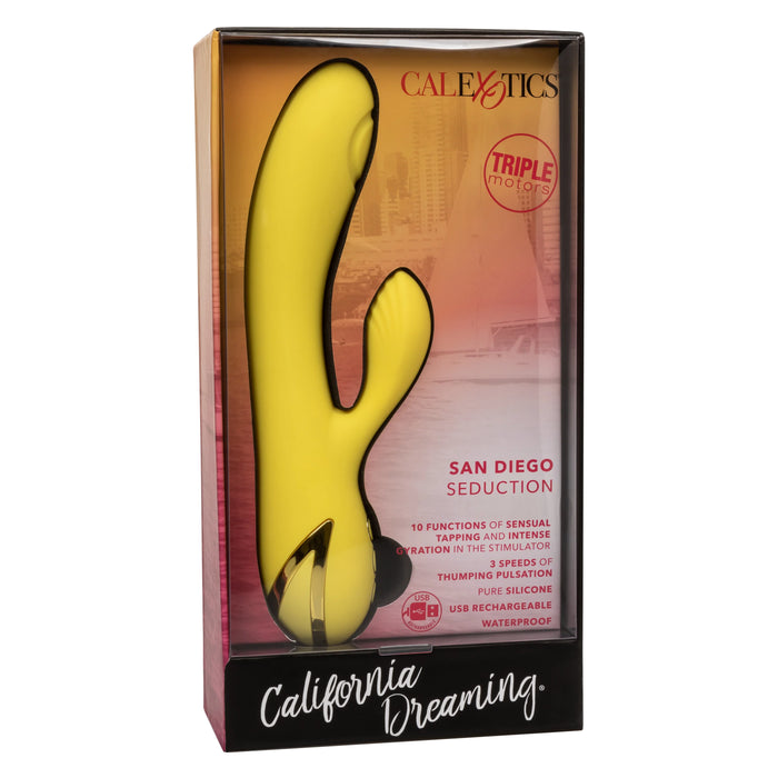 California Dreaming San Diego Seduction Rechargeable Silicone Rabbit Vibrator - Yellow