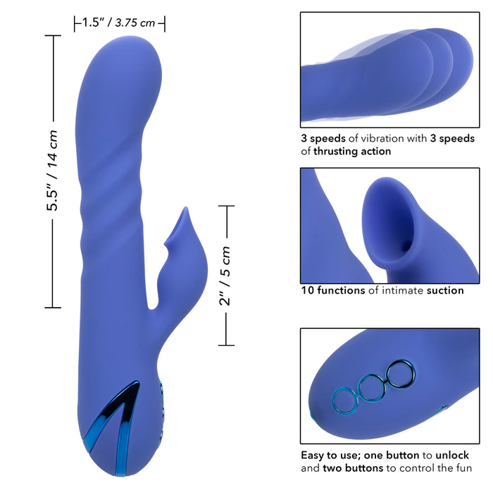 California Dreaming L.A. Love Rechargeable Silicone Vibrator with Clitoral Stimulator - Blue
