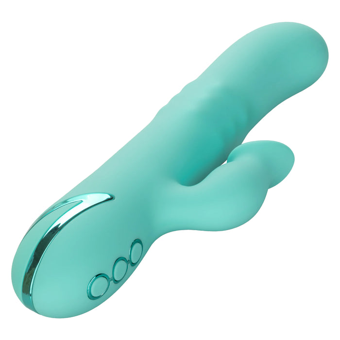 California Dreaming Bel Air Bombshell Rechargeable Silicone Vibrator with Clitoral Stimulator - Blue